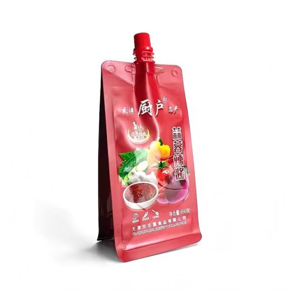 Wholesale 450g Flat Bottom Garlic Chilli Sauce Packaging Bag With Spout - Image 2