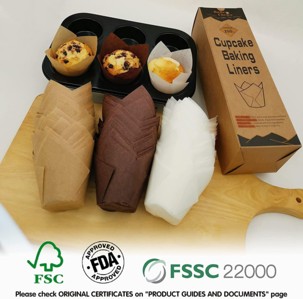 120 Counts Natural Tulip Greaseproof Paper Cupcake Liners for Baking Cups - Image 3