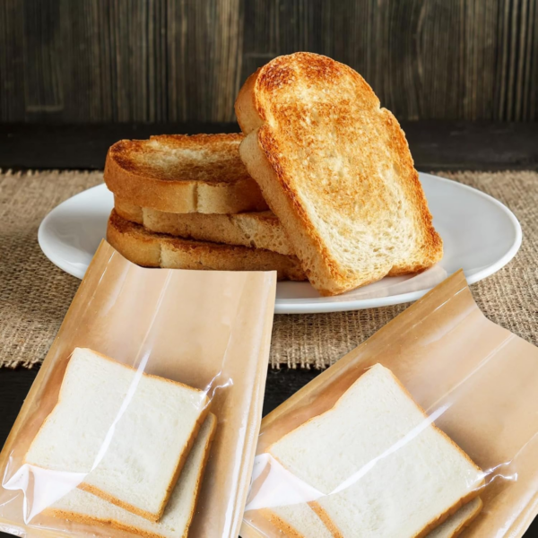 Kraft Sandwich Bread Bag Bakery Bags with Window Toast Paper bag 7.1*7.5 inches - Image 2