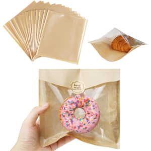 Kraft Sandwich Bread Bag Bakery Bags with Window Toast Paper bag 7.1*7.5 inches
