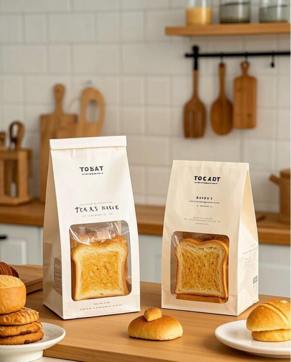 100 Pack Kraft Bakery Paper Bread Bags with 100 Pcs Stickers Fold Top - Image 6