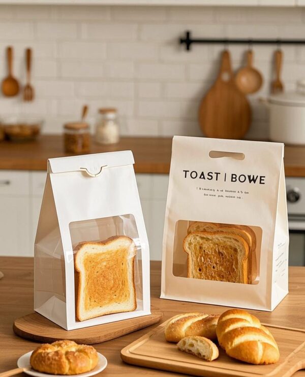100 Pack Kraft Bakery Paper Bread Bags with 100 Pcs Stickers Fold Top - Image 4