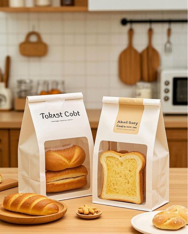 100 Pack Kraft Bakery Paper Bread Bags with 100 Pcs Stickers Fold Top - Image 7