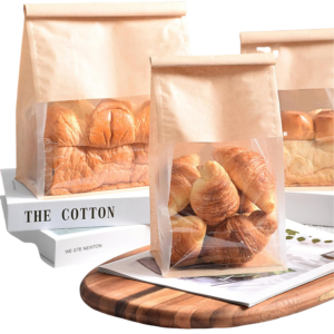 Square Bottom Bakery Bags with Window Resealable Tin Tie Tab Lock  Bread Storage Bags