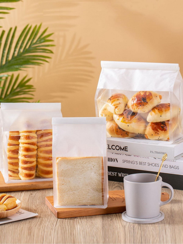 Square Bottom Bakery Bags with Window Resealable Tin Tie Tab Lock  Bread Storage Bags - Image 7