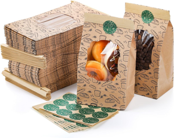 50 Pcs Homemade Large Bakery Bread Bags Sealing Stickers With Ties - Image 5