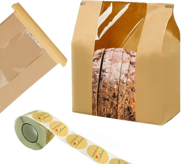 50 Pcs Homemade Large Bakery Bread Bags Sealing Stickers With Ties - Image 3