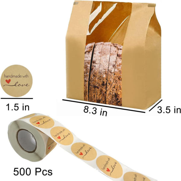 50 Pcs Homemade Large Bakery Bread Bags Sealing Stickers With Ties - Image 4